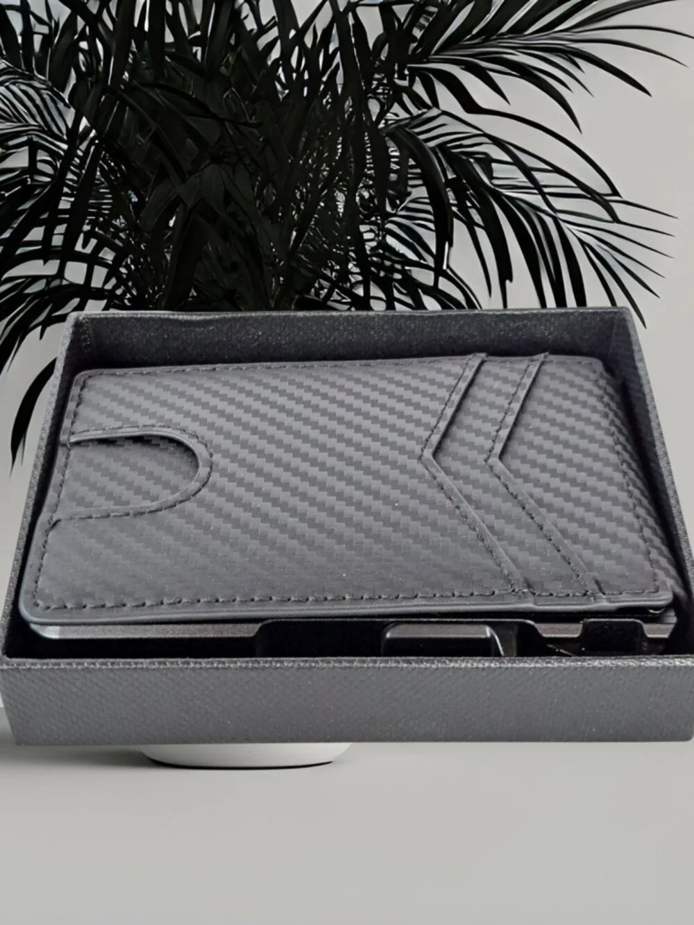 ZALVEX Wallet for Men, 10-12 Cards, Slim Compact, RFID, Money Clip, Carbon Fiber